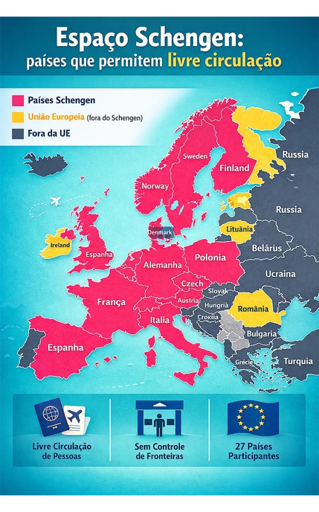 Entenda o Tratado de Schengen, a regra dos 90/180 dias e por que o seguro viagem é obrigatório na Europa (mínimo de €30.000). Veja dicas e planos recomendados.
