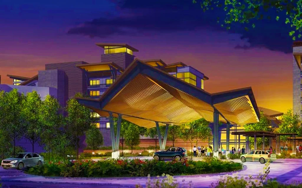 Fogos do Magic Kingdom vistos de novo hotel Disney, Disney Lakeshore Lodge