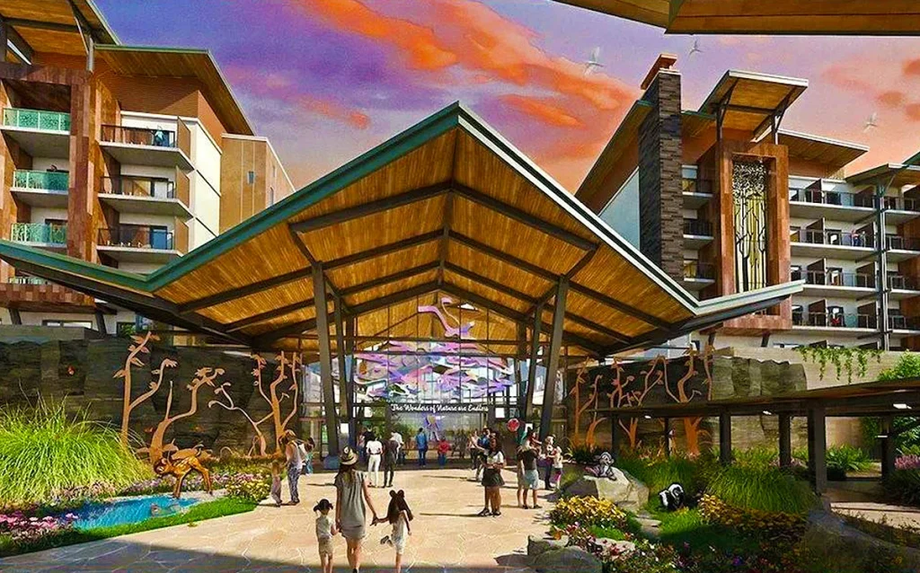 Fogos do Magic Kingdom vistos de novo hotel Disney, Disney Lakeshore Lodge