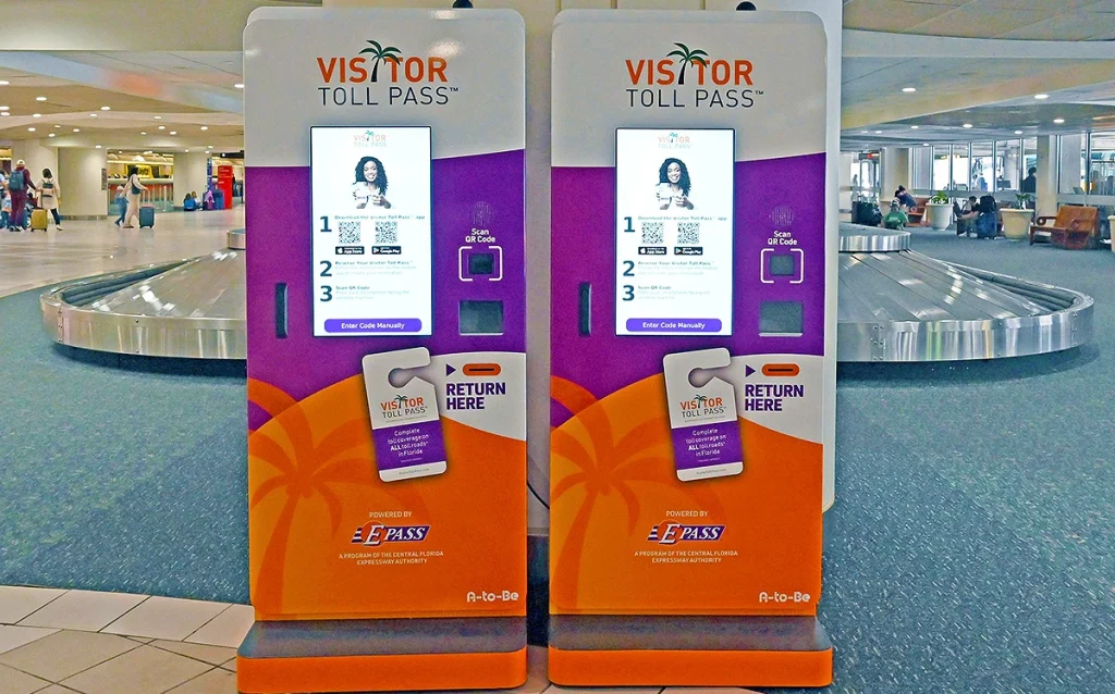 Máquina do Visitor Toll Pass no Aeroporto de Orlando