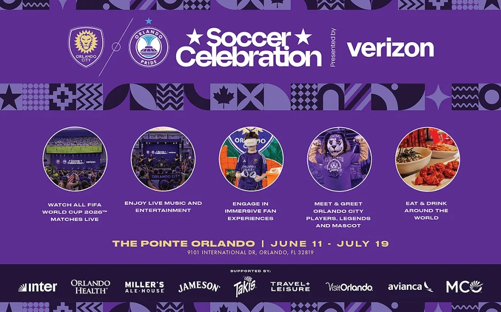 Veja onde assistir aos jogos da Copa do Mundo 2026 em Orlando, incluindo Disney, Universal, bares, hotéis e eventos especiais.