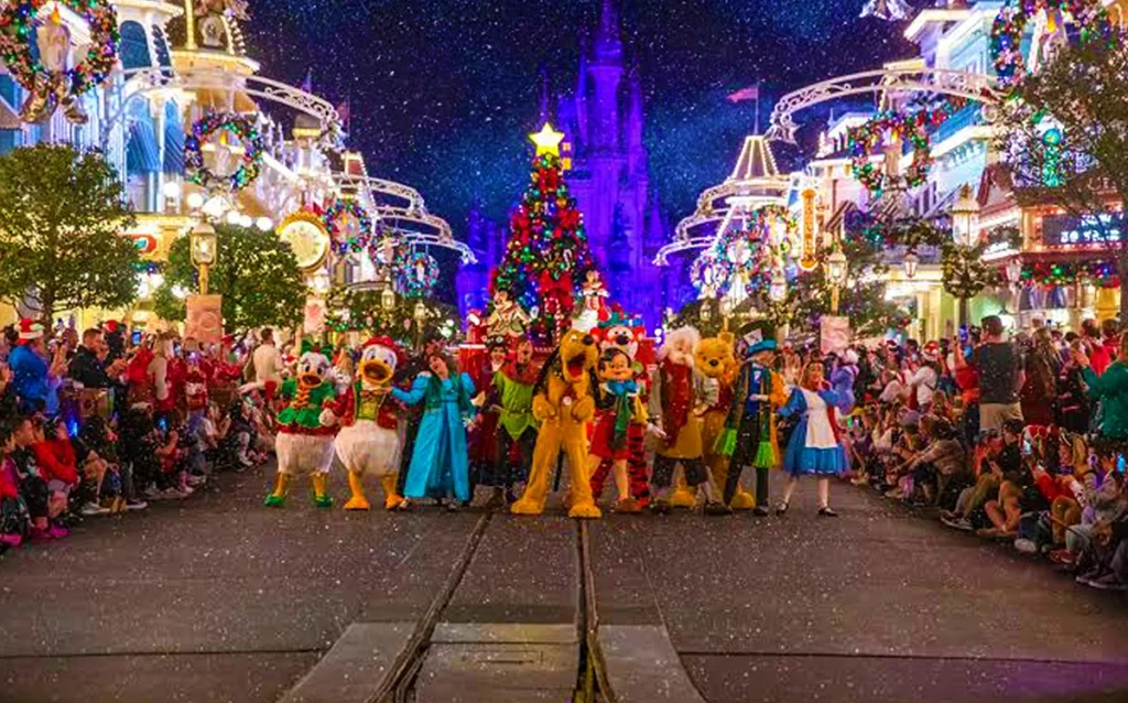 Veja como funciona a Mickey's Very Merry Christmas Party 2026, o que inclui, para quem vale a pena e dicas para aproveitar melhor. Guia completo da festa de Natal do Magic Kingdom com atrações, shows, personagens, dicas e planejamento.