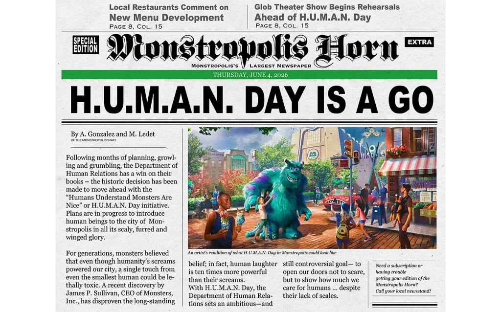 Disney revela novos detalhes de Monstrópolis no Hollywood Studios, incluindo restaurante, teatro e montanha-russa de Monstros S.A.