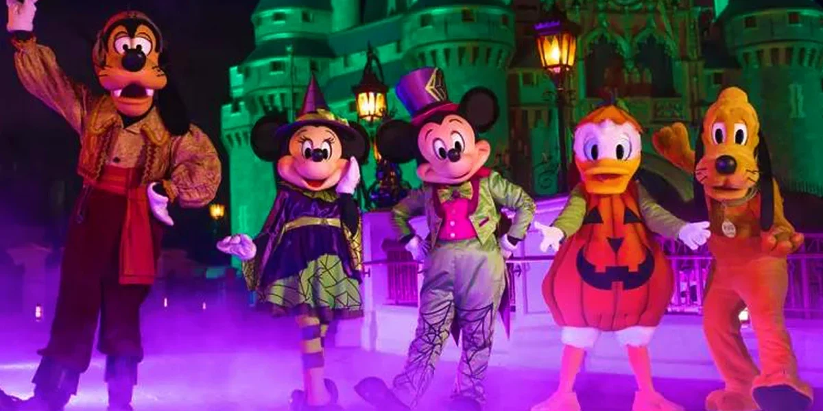 Veja a lista completa de personagens da Mickey's Not-So-Scary Halloween Party 2026, com locais, roupas especiais e dicas para evitar filas.