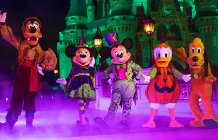 Veja a lista completa de personagens da Mickey's Not-So-Scary Halloween Party 2026, com locais, roupas especiais e dicas para evitar filas.